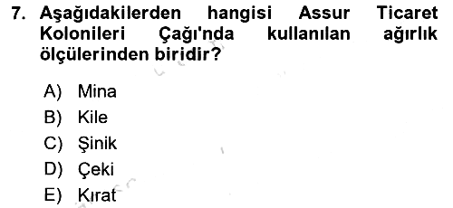 Eski Anadolu Tarihi 2019-2020 Ara Sınav - 7. soru