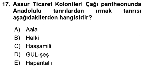 Eski Anadolu Tarihi 2022-2023 Ara Sınav - 17. soru