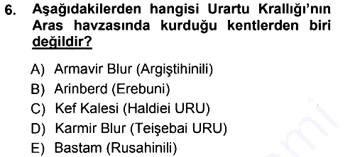 Eski Anadolu Tarihi 2012-2013 Dönem Sonu Sınavı - 6. soru