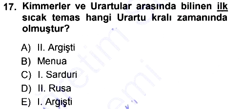 Eski Anadolu Tarihi 2012-2013 Dönem Sonu Sınavı - 17. soru