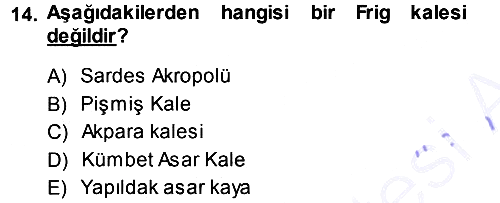 Eski Anadolu Tarihi 2013-2014 Dönem Sonu Sınavı - 14. soru