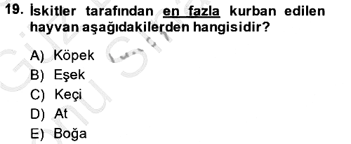 Eski Anadolu Tarihi 2014-2015 Dönem Sonu Sınavı - 19. soru