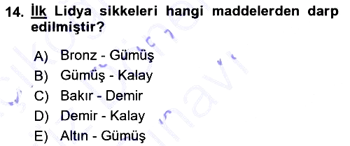 Eski Anadolu Tarihi 2015-2016 Dönem Sonu Sınavı - 14. soru