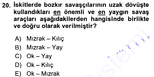 Eski Anadolu Tarihi 2015-2016 Dönem Sonu Sınavı - 20. soru
