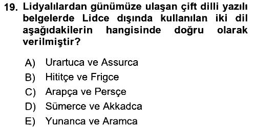 Eski Anadolu Tarihi 2017-2018 Dönem Sonu Sınavı - 19. soru