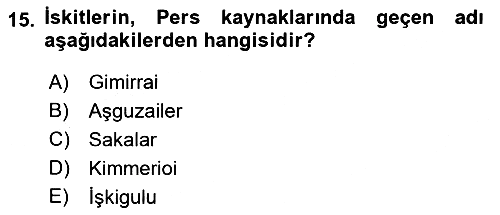Eski Anadolu Tarihi 2022-2023 Dönem Sonu Sınavı - 15. soru