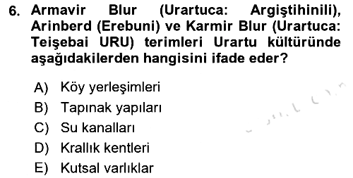 Eski Anadolu Tarihi 2023-2024 Dönem Sonu Sınavı - 6. soru