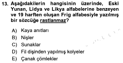 Eski Anadolu Tarihi 2021-2022 Yaz Okulu Sınavı - 13. soru