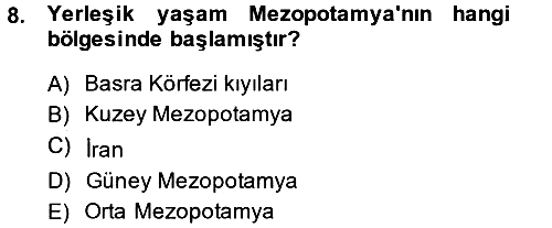 Eski Mezopotamya ve Mısır Tarihi 2013-2014 Ara Sınav - 8. soru