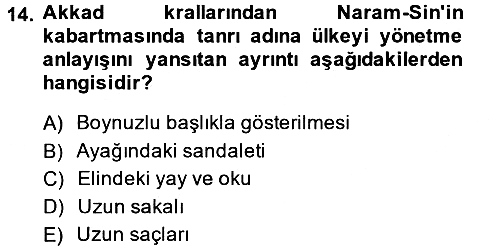 Eski Mezopotamya ve Mısır Tarihi 2013-2014 Ara Sınav - 14. soru