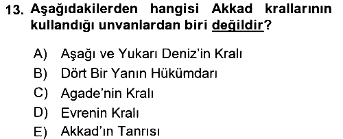 Eski Mezopotamya ve Mısır Tarihi 2015-2016 Ara Sınav - 13. soru