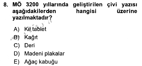 Eski Mezopotamya ve Mısır Tarihi 2016-2017 Ara Sınav - 8. soru