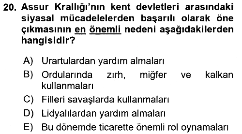 Eski Mezopotamya ve Mısır Tarihi 2021-2022 Ara Sınav - 20. soru