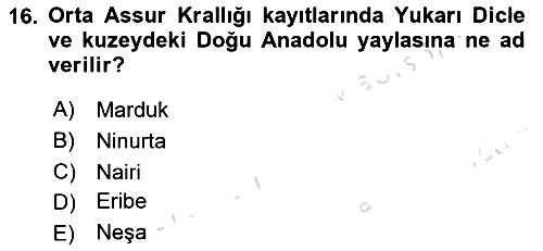 Eski Mezopotamya ve Mısır Tarihi 2024-2025 Ara Sınav - 16. soru