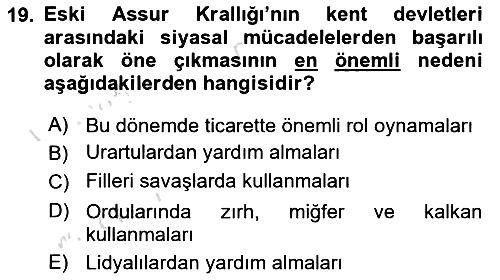 Eski Mezopotamya ve Mısır Tarihi 2024-2025 Ara Sınav - 19. soru