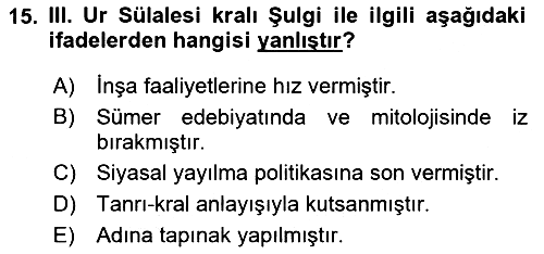 Eski Mezopotamya ve Mısır Tarihi 2025-2026 Ara Sınav - 15. soru