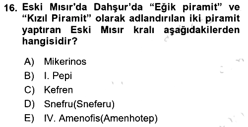 Eski Mezopotamya ve Mısır Tarihi 2023-2024 Dönem Sonu Sınavı - 16. soru