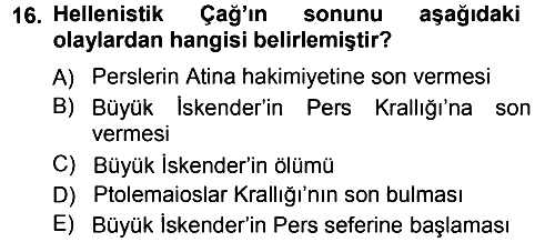 Hellen ve Roma Tarihi 2012-2013 Ara Sınav - 16. soru