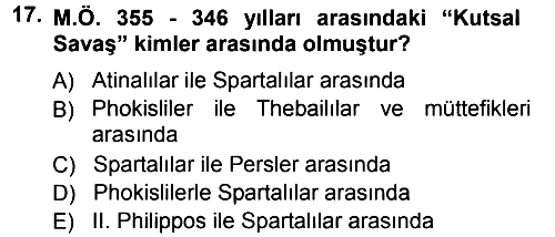Hellen ve Roma Tarihi 2012-2013 Ara Sınav - 17. soru