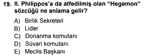 Hellen ve Roma Tarihi 2012-2013 Ara Sınav - 19. soru