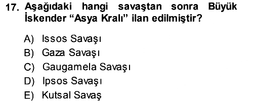 Hellen ve Roma Tarihi 2013-2014 Ara Sınav - 17. soru