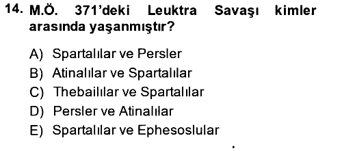 Hellen ve Roma Tarihi 2014-2015 Ara Sınav - 14. soru