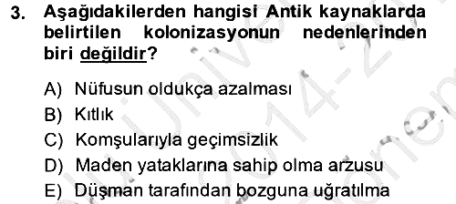 Hellen ve Roma Tarihi 2014-2015 Dönem Sonu Sınavı - 3. soru