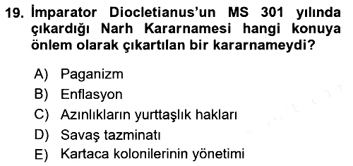 Hellen ve Roma Tarihi 2017-2018 Dönem Sonu Sınavı - 19. soru