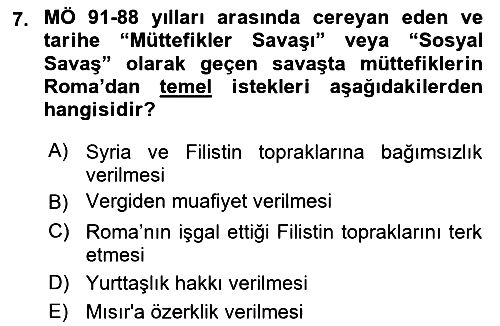 Hellen ve Roma Tarihi 2021-2022 Dönem Sonu Sınavı - 7. soru