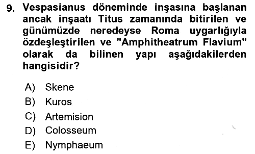 Hellen ve Roma Tarihi 2022-2023 Dönem Sonu Sınavı - 9. soru