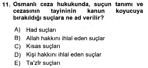 Hukuk Tarihi 2017-2018 3 Ders Sınavı - 11. soru