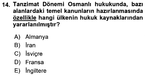 Hukuk Tarihi 2018-2019 3 Ders Sınavı - 14. soru