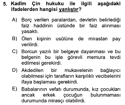Hukuk Tarihi 2015-2016 Ara Sınav - 5. soru
