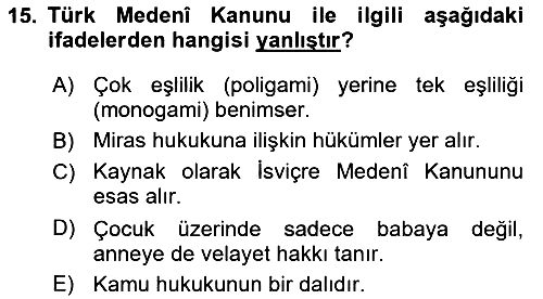 Hukuk Tarihi 2016-2017 Dönem Sonu Sınavı - 15. soru
