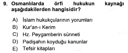 Hukuk Tarihi 2017-2018 Dönem Sonu Sınavı - 9. soru