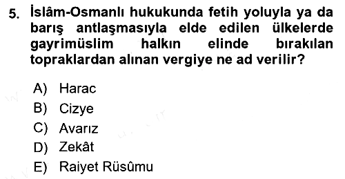 Hukuk Tarihi 2018-2019 Dönem Sonu Sınavı - 5. soru