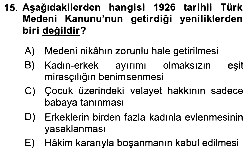 Hukuk Tarihi 2018-2019 Dönem Sonu Sınavı - 15. soru