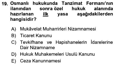 Hukuk Tarihi 2023-2024 Dönem Sonu Sınavı - 19. soru