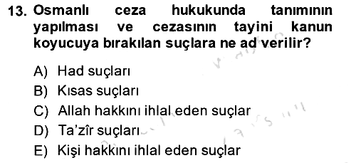 Hukuk Tarihi 2014-2015 Tek Ders Sınavı - 13. soru
