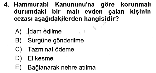 Hukuk Tarihi 2020-2021 Yaz Okulu Sınavı - 4. soru