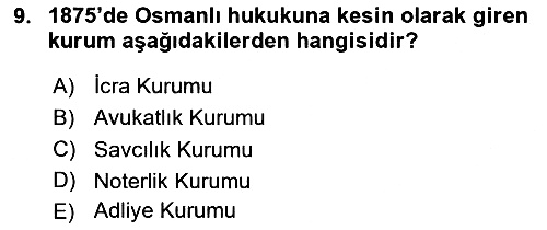 Hukuk Tarihi 2020-2021 Yaz Okulu Sınavı - 9. soru