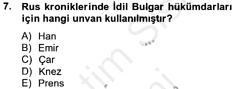 İlk Müslüman Türk Devletleri 2012-2013 Ara Sınav - 7. soru