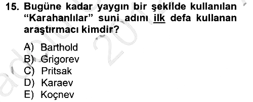 İlk Müslüman Türk Devletleri 2012-2013 Ara Sınav - 15. soru