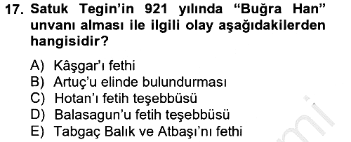 İlk Müslüman Türk Devletleri 2012-2013 Ara Sınav - 17. soru