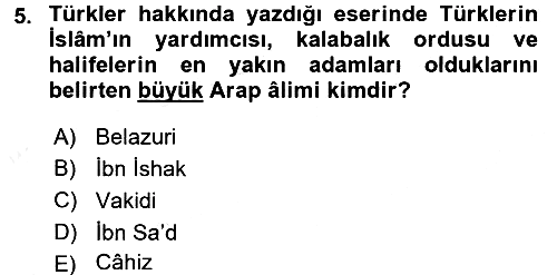 İlk Müslüman Türk Devletleri 2015-2016 Ara Sınav - 5. soru