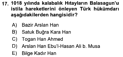 İlk Müslüman Türk Devletleri 2016-2017 Ara Sınav - 17. soru