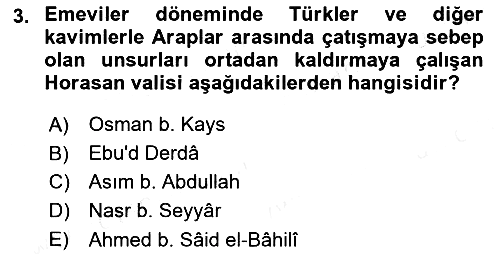 İlk Müslüman Türk Devletleri 2017-2018 Ara Sınav - 3. soru