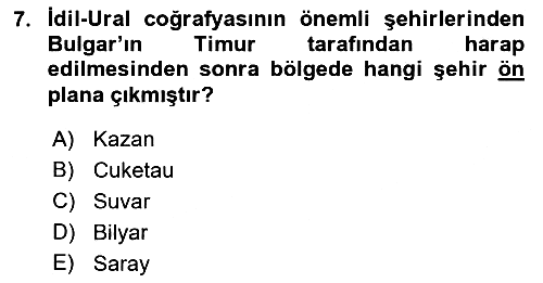 İlk Müslüman Türk Devletleri 2017-2018 Ara Sınav - 7. soru