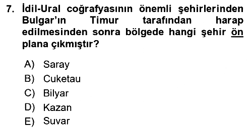 İlk Müslüman Türk Devletleri 2021-2022 Ara Sınav - 7. soru