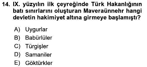 İlk Müslüman Türk Devletleri 2023-2024 Ara Sınav - 14. soru